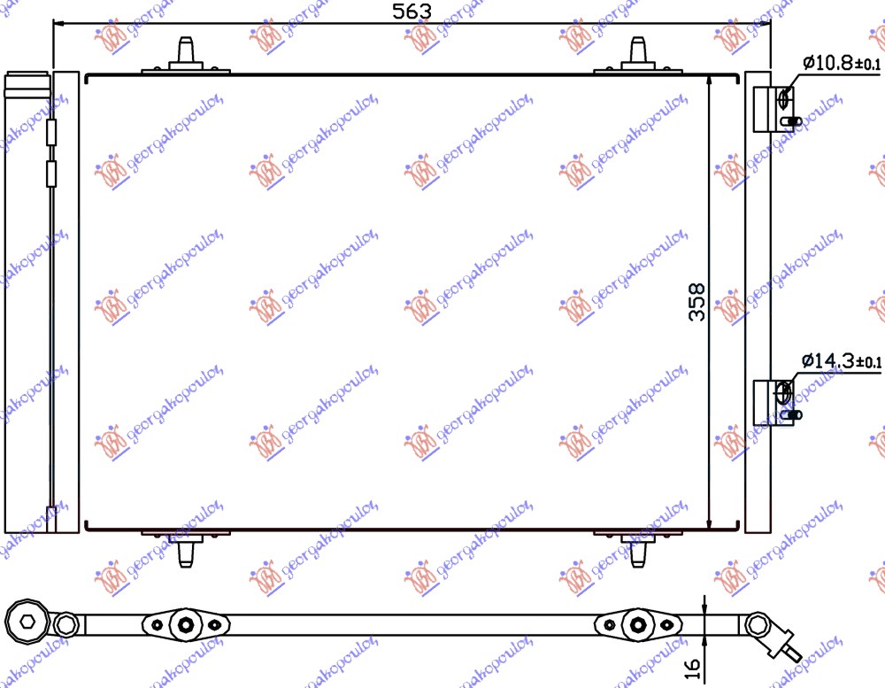 Hladnjak klime 1.6 thp benzin - 1.6 HDI dizel (574x378x16) 2011-