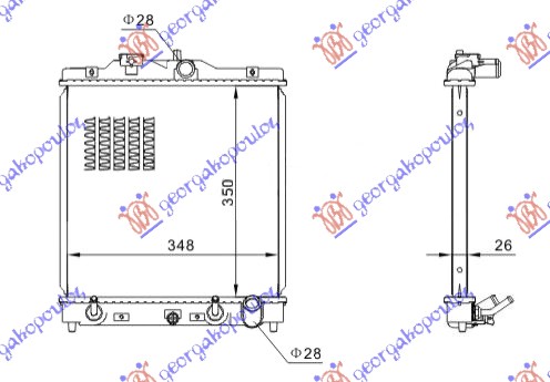 Hladnjak motora za sve modele benzin (AUTO) (350x350x26)