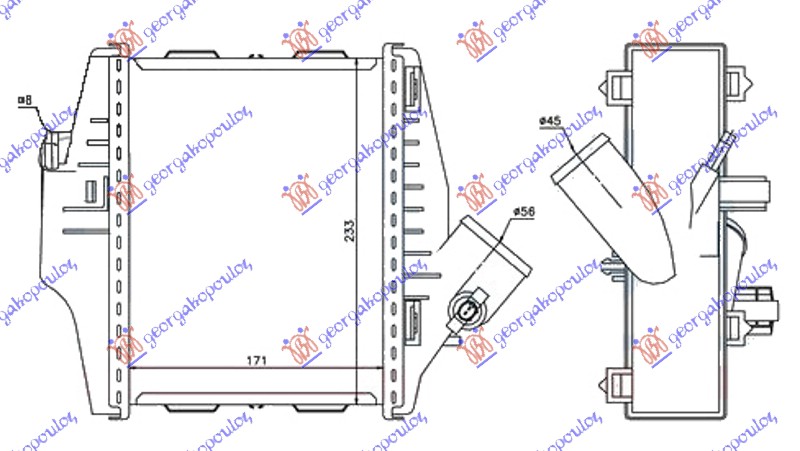 Hladnjak interkulera 0.8 cdi dizel (171x233x50)