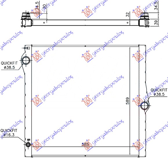 Hladnjak motora 3.0i 24V 4.8i 32V (585x589x32)