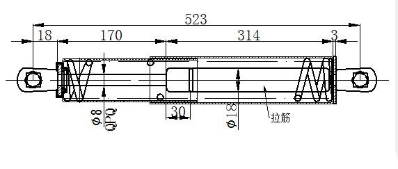 Amortizer gepek vrata (522L-710N) (SA PLASTICNIM POKLOPCEM) (KAO ORIGINAL)