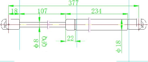 Amortizer gepek vrata (377L-365N) (HOD 107mm)