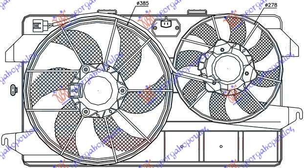 Ventilator (DUPLI) (2 MOTORA) komplet (1.8 BENZIN/DIZEL) (+AC)