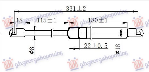 Amortizer gepek vrata (CABRIO) (331L-520N)