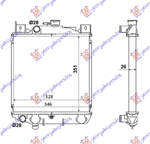 Hladnjak motora 1.6i 16V (+/-AC) (35x33x2.6)