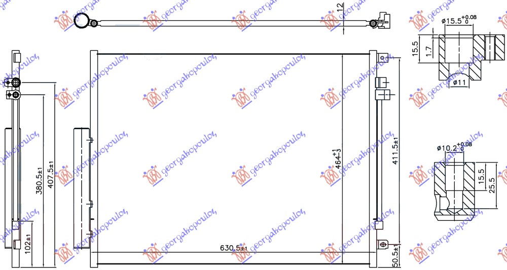 Hladnjak klime za sve modele dizel (AUTO) (631x464x12)