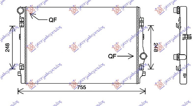 Hladnjak motora 2.0 TDI (135 KW) dizel (650x450x32)