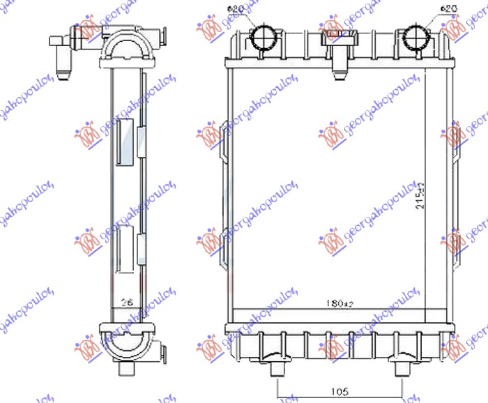 Hladnjak motora dodatni 2.0 tfsi S3 benzin (215x180x26)