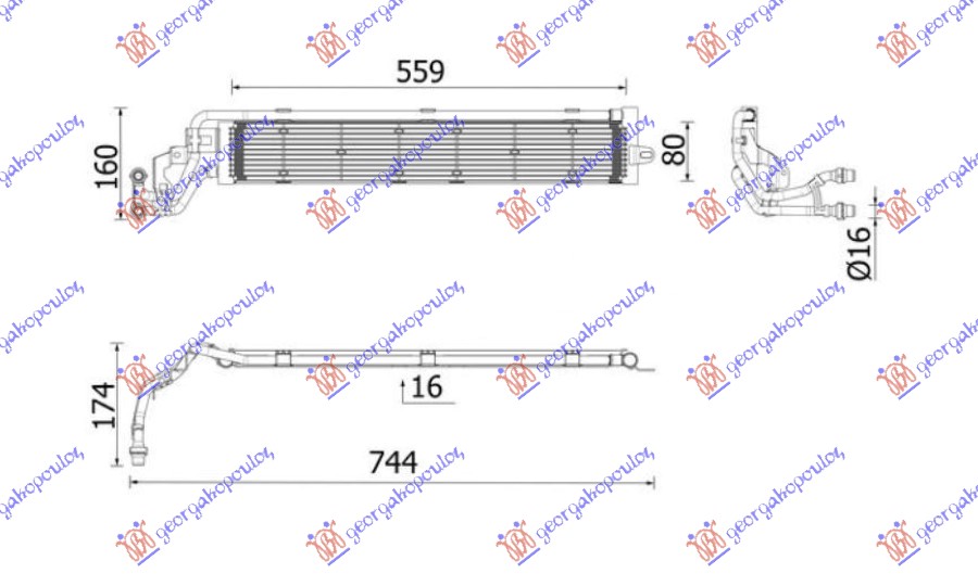 Hladnjak motora dodatni 1.4 benzin/hibrid (551x820) (MAHLE PREMIUM LINE)