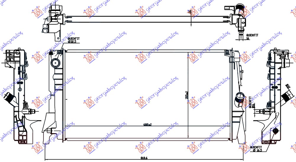 Hladnjak motora 1.5 (216i/218) benzin (AUTO) (680x350x26) (3 CEVI) (NISSENS)