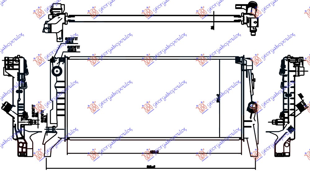 Hladnjak motora 2.0 (220i) benzin (AUTO) (680x320x26) (3 CEVI) (NISSENS)