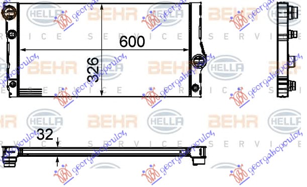 Hladnjak motora 3.0 535i hibrid benzin (& GT/F07) (600x326x32) (MAHLE PREMIUM LINE)
