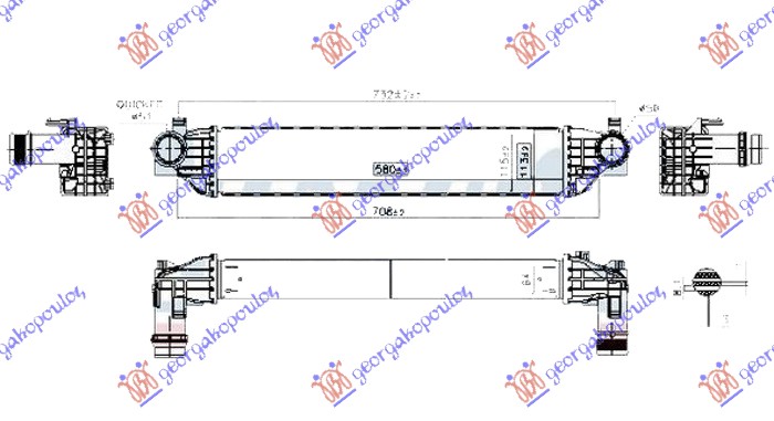 Hladnjak interkulera 1.4 benzin - 1.6 crd dizel (580x110x64)