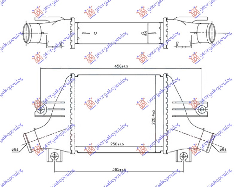 Hladnjak interkulera 1.6-1.8 HDI dizel (250x220x64)
