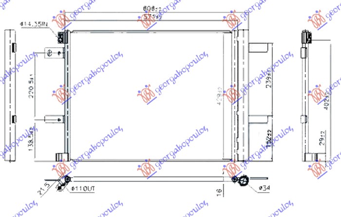 Hladnjak klime 1.2 thp benzin - 1.5/1.6 bluehdi dizel (606x429x16)