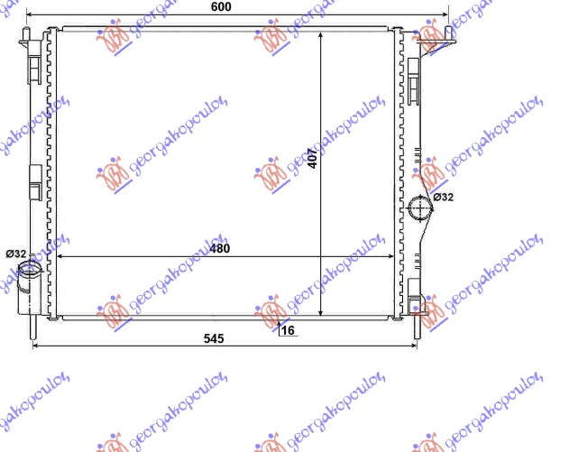 Hladnjak motora benzin (-AC) (47.7x40.6)