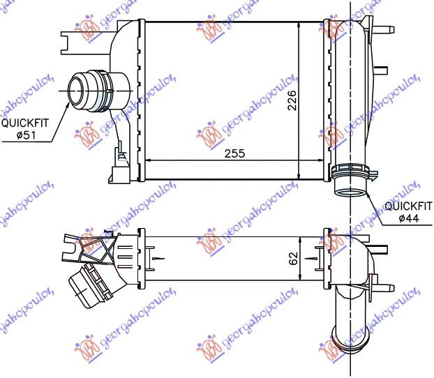 Hladnjak interkulera 1.5 dci dizel (255x226x62)