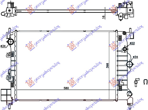 Hladnjak motora 1.6 16v benzin (MAN) (580x400x16)