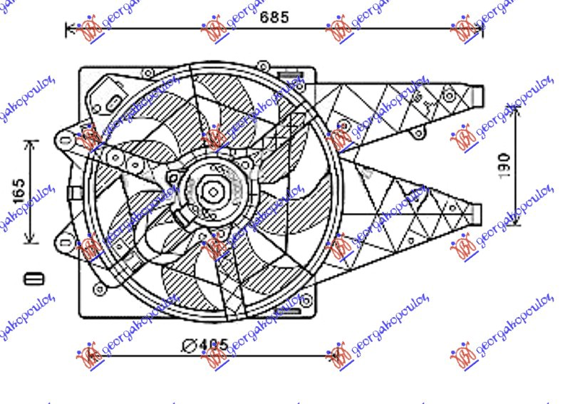 Ventilator komplet (1.3/1.6/2.0 JTD) (-AC)
