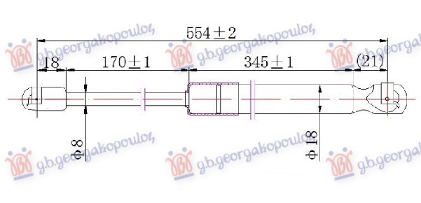 Amortizer gepek vrata (554L-680N)