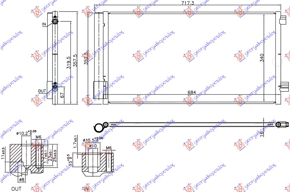 Hladnjak klime 1.6i 16v benzin (684x340x16)