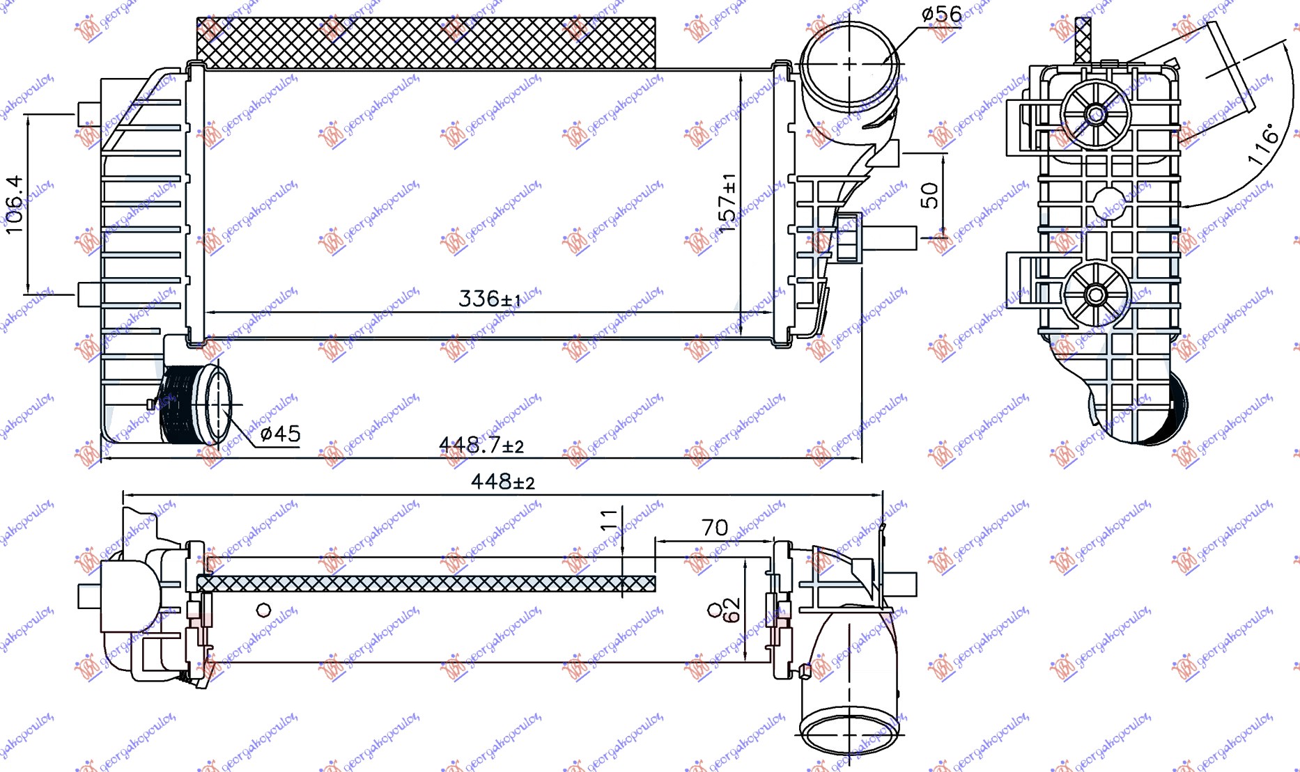 Hladnjak interkulera 1.5-1.6 tdci-econetic (336x157x62)