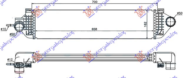 Hladnjak interkulera 1.6 16V turbo (658x162x40)