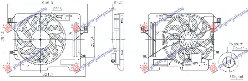 Ventilator komplet 1.0 benzin / 1.5 tdci (250W) (2PIN)