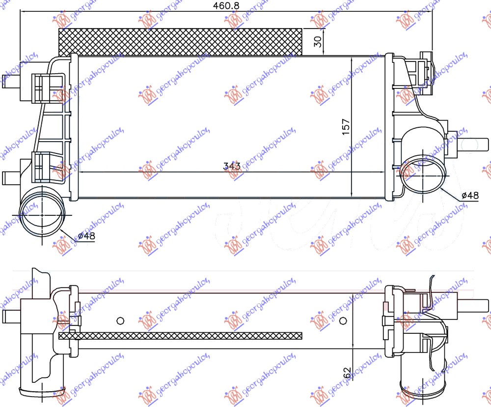 Hladnjak interkulera 1.0 ecoboost (343x157x62)