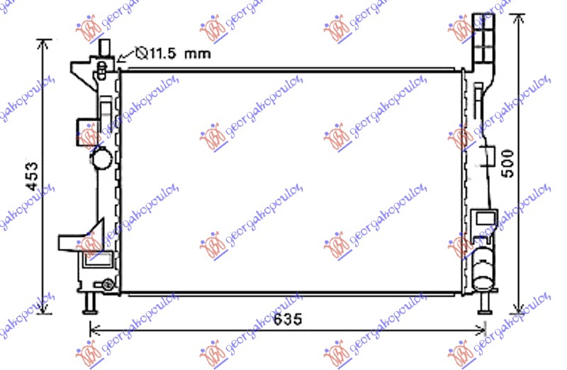 Hladnjak motora 1.5 tdci econetic dizel (MAN) (543x362x26)