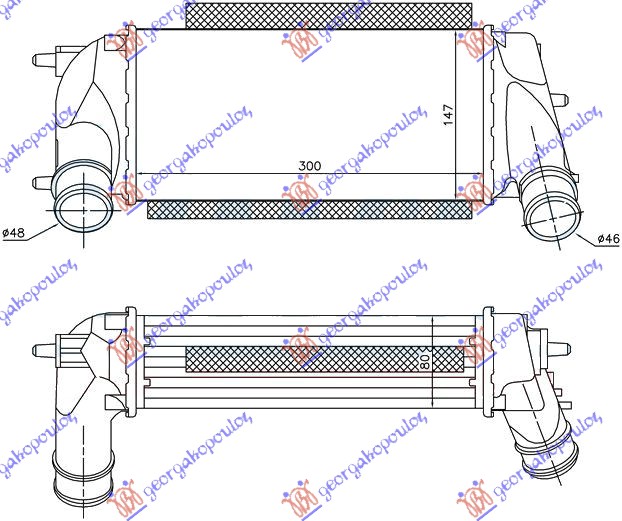 Hladnjak interkulera 1.0i 12V turbo (300x147x80)