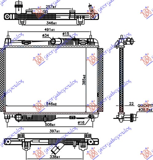 Hladnjak motora 1.0 ecoboost benzin (AUTO) (385x545x22)