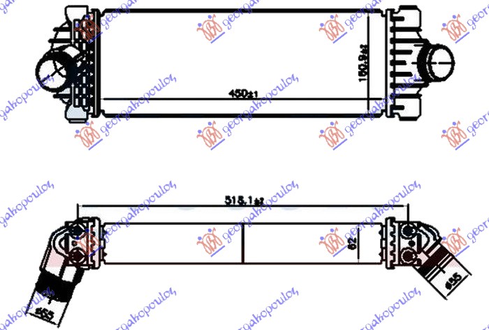 Hladnjak interkulera 2.0 tdci dizel (450x160x62)
