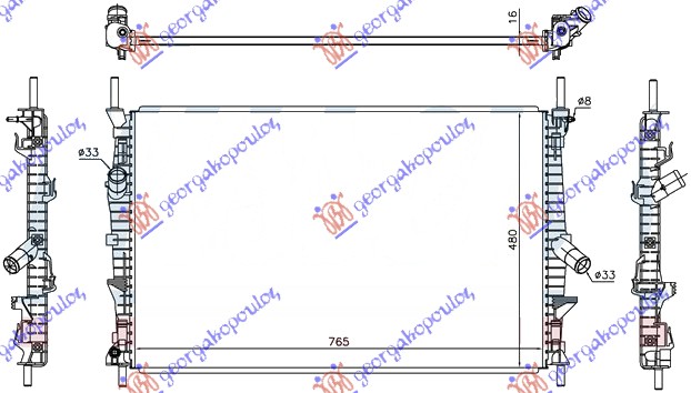 Hladnjak motora 2.0/2.2 tdci dizel (765x460x16) RWD-4WD