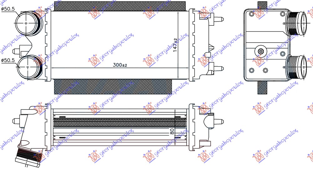 Hladnjak interkulera 1.5-1.6 tdci (300x147x80) 50.5