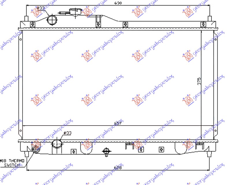 Hladnjak motora 2.0i 16V vtec (37.5x65.8x16)