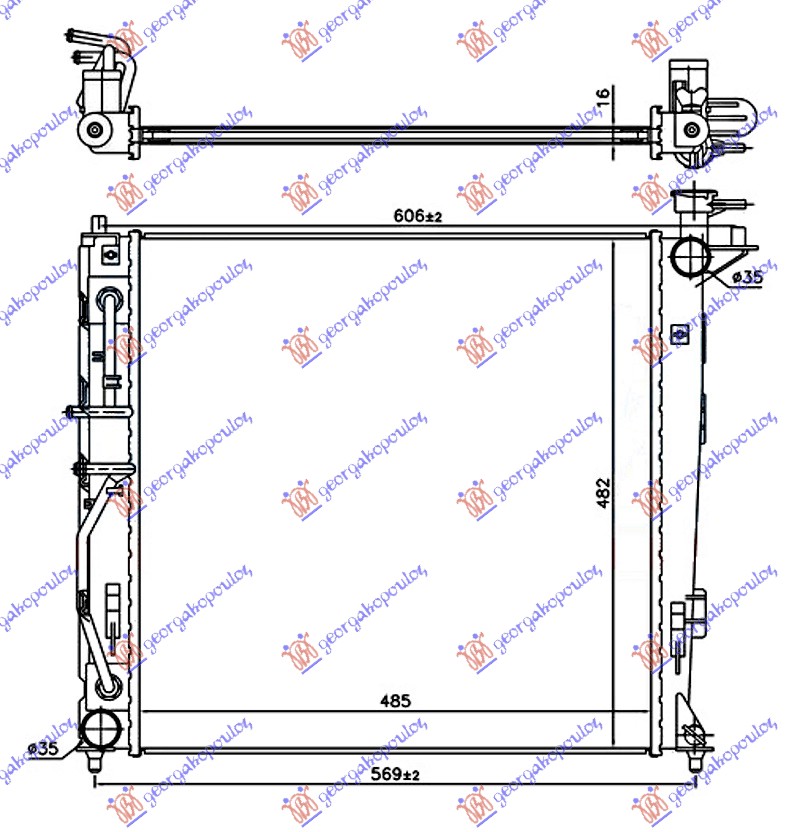 Hladnjak motora 2.0 CRDI dizel (AUTOMATSKI) (485x470) (CESKA) (KOYO)