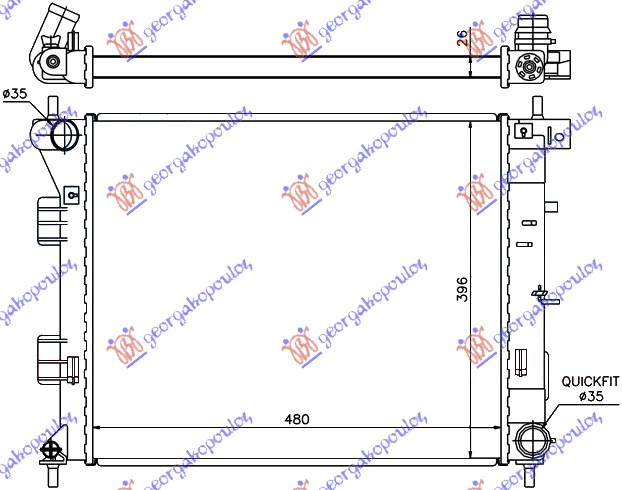 Hladnjak motora 1.4/1.6 CRDI (48x39x2.6)