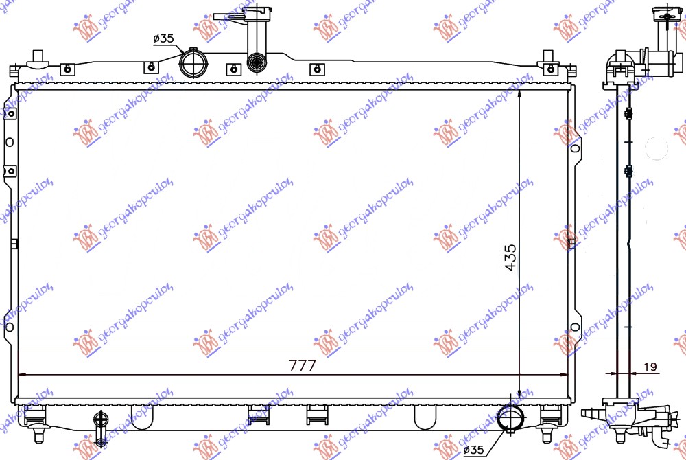 Hladnjak motora 2.4i 16v benzin - 2.5 tdci dizel (MAN) (435x775x16)