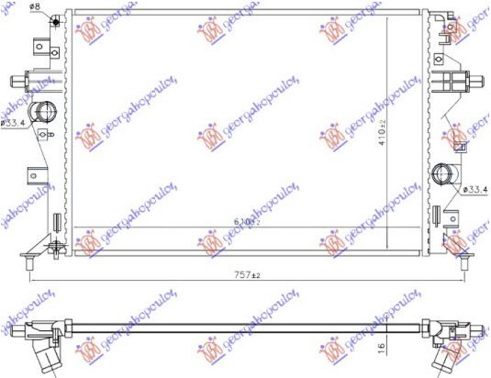 Hladnjak motora 1.6 benzin/hibrid (610x410x16) (VALEO)
