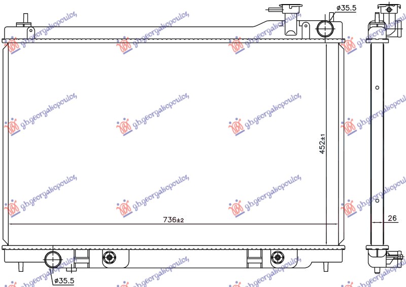 Hladnjak motora 3.5i 24V (AUTO) (45x72.7x25)