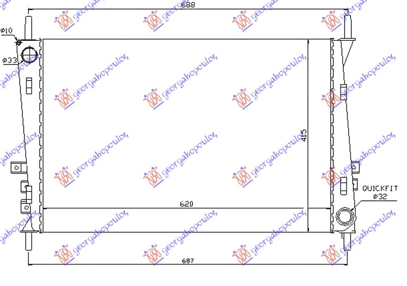 Hladnjak motora za sve modele benzin/dizel (620x415x34)