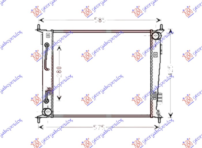 Hladnjak motora 1.6 benzin (AUTO) (480x415x16)