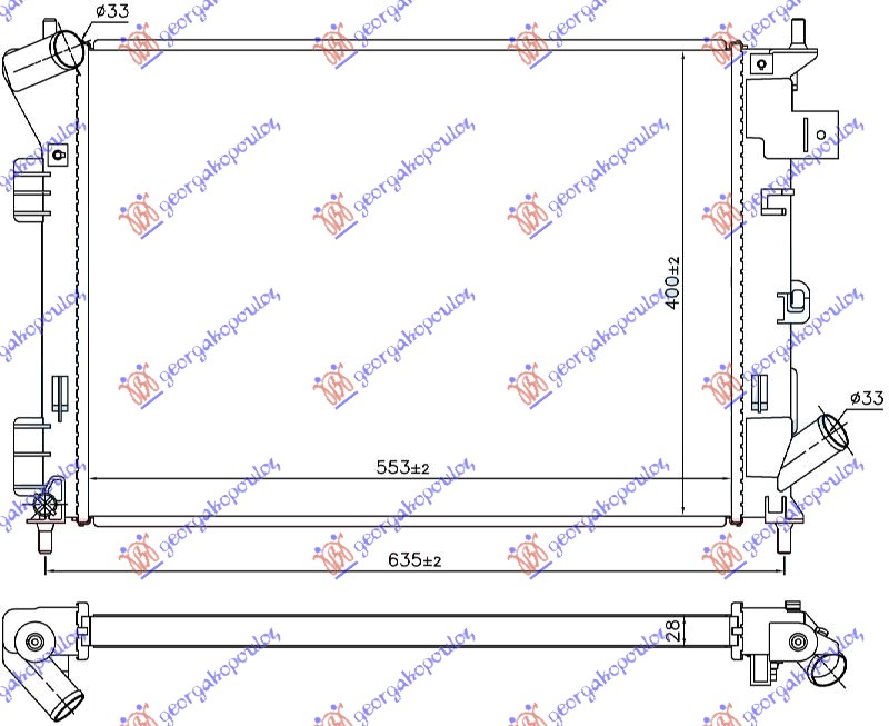 Hladnjak motora 1.6i/1.6 gdi (MAN) (55.3x40.0x2.8)