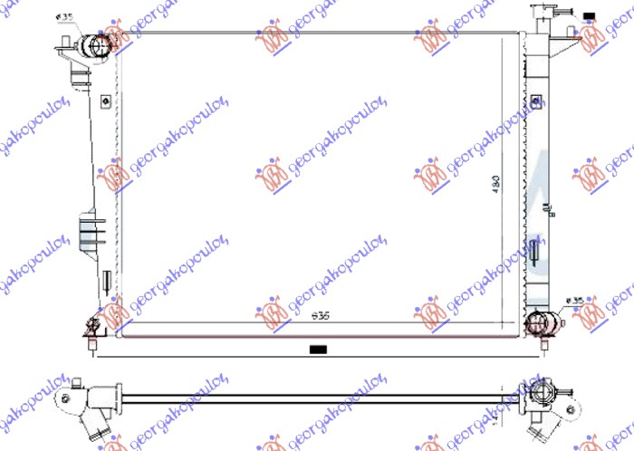 Hladnjak motora 1.6/2.0 gdi benzin (MAN) (635x480x14)