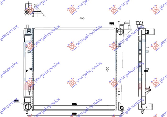 Hladnjak motora 1.7 CRDI dizel (MAN) (480x480x16)