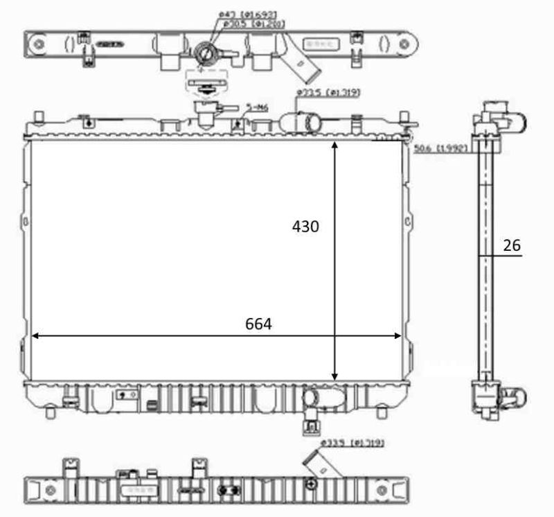 Hladnjak motora CRDI (43x67x26)