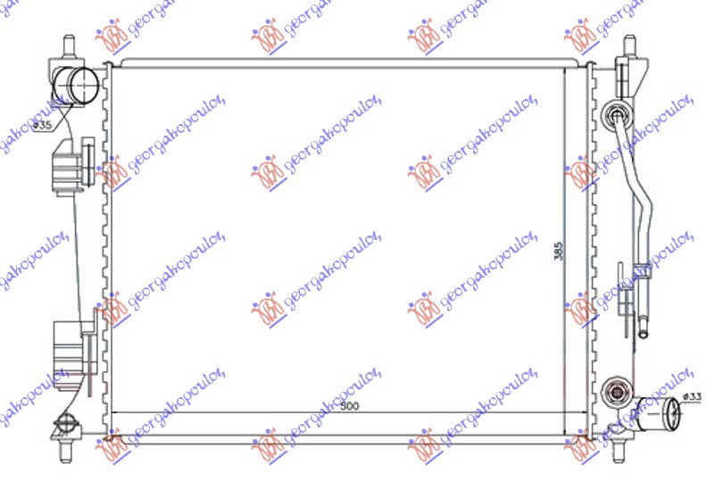 Hladnjak motora 1.4/1.6i benzin (AUTO) (500x380x16)