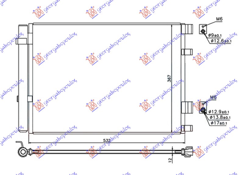 Hladnjak klime 1.1/1.4 CRDI dizel (500x360x12)