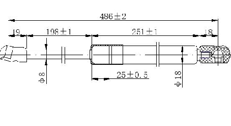 Amortizer gepek vrata (487.5L-345N)